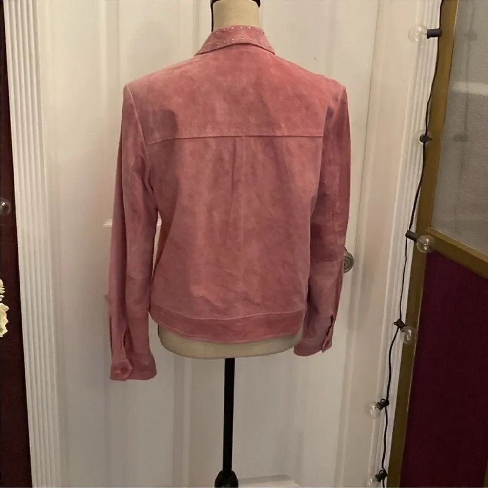 Revue Pink Suede Women's crystal embellished Jacket, US10